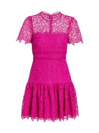 Shop ML Monique Lhuillier Short-Sleeve Floral Lace Minidress at Saks Fifth Avenue