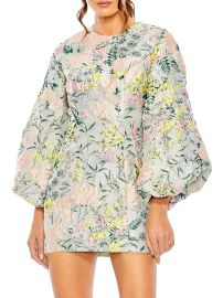 Shop Mac Duggal Floral Brocade Puff-Sleeve Minidress at Saks Fifth Avenue