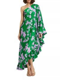 Shop Mac Duggal Floral Draped Asymmetric Maxi Dress at Saks Fifth Avenue