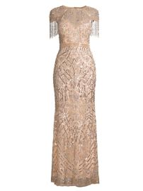 Shop Mac Duggal Military Style Fringe Sheath Gown at Saks Fifth Avenue