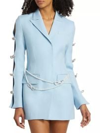 Shop Mach Mach Bow-Embellished Wool Minidress at Saks Fifth Avenue