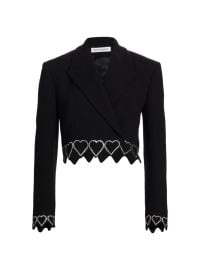 Shop Mach Mach Heart-Shaped Crystal-Trim Cropped Blazer at Saks Fifth Avenue