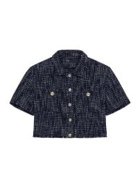 Shop Maje Cropped Tweed Button-Up Shirt at Saks Fifth Avenue