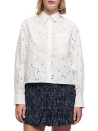 Shop Maje Eyelet Cotton Poplin Shirt at Saks Fifth Avenue