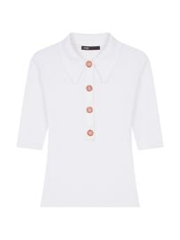 Shop Maje Millennium Rib-Knit Polo Shirt at Saks Fifth Avenue