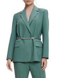 Shop Maje Villette Belted Crepe Blazer at Saks Fifth Avenue