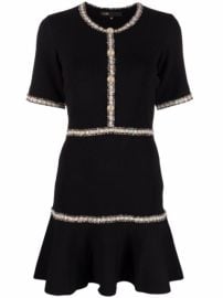 Shop Maje embellished-trim knitted mini dress at Farfetch