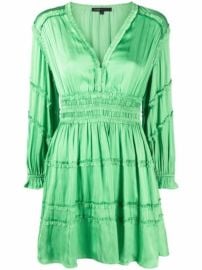 Shop Maje long-sleeve ruffled dress with Express Delivery - at Farfetch