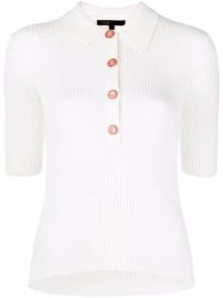 Shop Maje ribbed-knit polo shirt with Express Delivery - at Farfetch