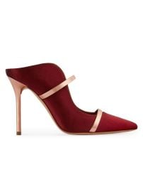 Shop Malone Souliers Maureen 100MM Satin Mules with Mirror Leather Straps at Saks Fifth Avenue