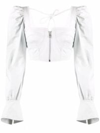 Shop Manokhi cropped leather blouse with Express Delivery - at Farfetch