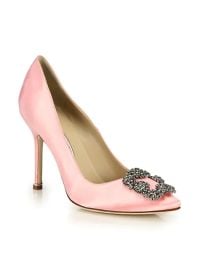 Shop Manolo Blahnik Hangisi 105 Embellished Satin Pumps at Saks Fifth Avenue