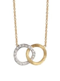 Shop Marco Bicego Delicati 18K Yellow Gold 18K White Gold amp Diamond Interlocking Circle Pendant Necklace at Saks Fifth Avenue