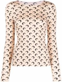 Shop Marine Serre Second Skin crescent moon-print top with Express Delivery - at Farfetch