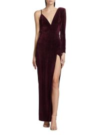 Shop Michael Costello Collection Sean Velvet One-Shoulder Gown at Saks Fifth Avenue