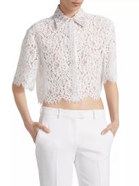 Shop Michael Kors Collection Crop Lace-Trim Shirt at Saks Fifth Avenue