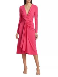 Shop Michael Kors Collection Gathered Draped Midi-Dress at Saks Fifth Avenue