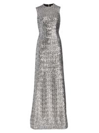 Shop Michael Kors Collection Metallic Crewneck A-Line Gown at Saks Fifth Avenue