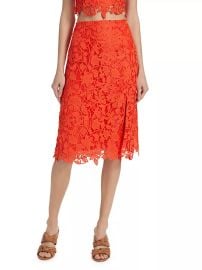 Shop Milly Carreen Floral Lace Slit Skirt at Saks Fifth Avenue