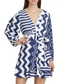 Shop Milly Liv Patchwork Chevron Pleated Dress at Saks Fifth Avenue