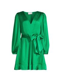 Shop Milly Liv Satin Pleated Bow Minidress at Saks Fifth Avenue