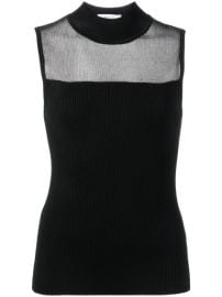 Shop Milly mesh-panel ribbed knit top with Express Delivery - at Farfetch