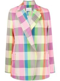 Shop Mira Mikati neon-check blazer with Express Delivery - at Farfetch