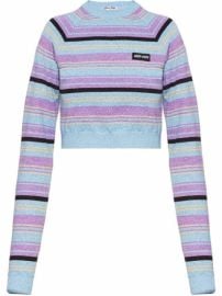 Shop Miu Miu striped cropped jumper with Express Delivery - at Farfetch