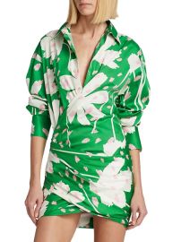 Shop Monse Floral Wrap Mini Shirtdress at Saks Fifth Avenue