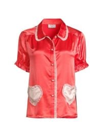 Shop Morgan Lane Lovie Lace-Trim Silk-Blend Top at Saks Fifth Avenue