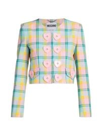 Shop Moschino Plaid Heart Button Jacket at Saks Fifth Avenue