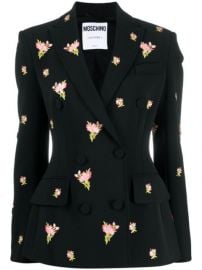 Shop Moschino floral embroidery double-breasted blazer with Express Delivery - at Farfetch