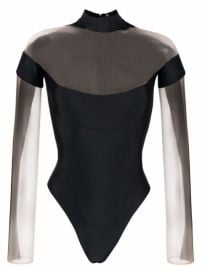 Shop Mugler illusion-neck panelled bodysuit with Express Delivery - at Farfetch