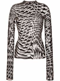 Shop Mugler star-print semi-sheer top with Express Delivery - at Farfetch