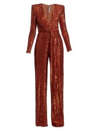 Shop Naeem Khan Long-Sleeve Sequin Jumpsuit at Saks Fifth Avenue