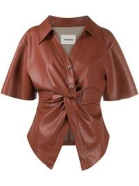 Shop Nanushka Thora ruched leather shirt at Farfetch