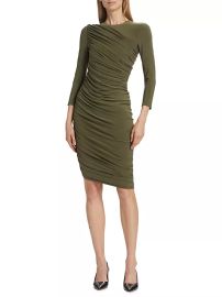 Shop Norma Kamali Diana Shirred Jersey Knee-Length Dress at Saks Fifth Avenue