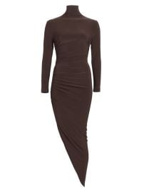 Shop Norma Kamali Long-Sleeve Turtleneck Side-Drape Midi Dress at Saks Fifth Avenue