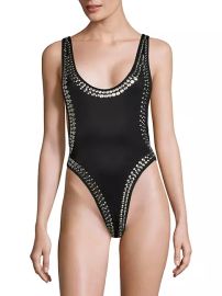 Shop Norma Kamali Marissa Stud One-Piece Swimsuit at Saks Fifth Avenue