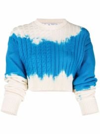 Shop Off-White cropped cable-knit sweater with Express Delivery - at Farfetch