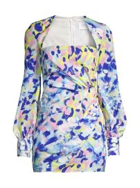 Shop One33 Social Shirred Painterly Print Minidress at Saks Fifth Avenue