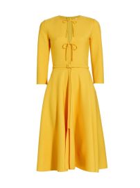 Shop Oscar de la Renta Belted Tie-Neck Midi-Dress at Saks Fifth Avenue