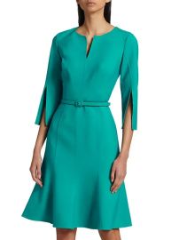 Shop Oscar de la Renta Belted Wool-Blend Knee-Length Dress at Saks Fifth Avenue