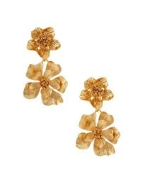 Shop Oscar de la Renta Classic Goldtone Flower Clip-On Drop Earrings at Saks Fifth Avenue