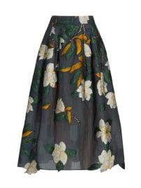 Shop Oscar de la Renta Embroidered Magnolia Patch Midi-Skirt at Saks Fifth Avenue