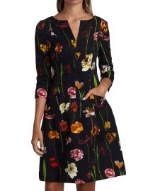 Shop Oscar de la Renta Floral Cloqu A-Line Dress at Saks Fifth Avenue