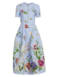 Shop Oscar de la Renta Floral Faille Zip Midi-Dress at Saks Fifth Avenue