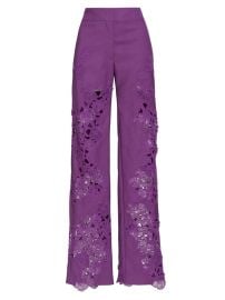 Shop Oscar de la Renta Floral Guipure-Lace Pants at Saks Fifth Avenue