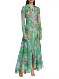 Shop Oscar de la Renta Geranium Silk Chiffon Maxi Dress at Saks Fifth Avenue