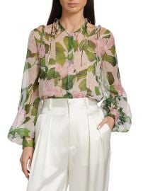 Shop Oscar de la Renta Hydrangea Chiffon Blouse at Saks Fifth Avenue